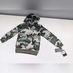 NWT Hurley Kids' (Size 7) Green Camouflage H20-Dri Pullover Hoodie/Sweatshirt
